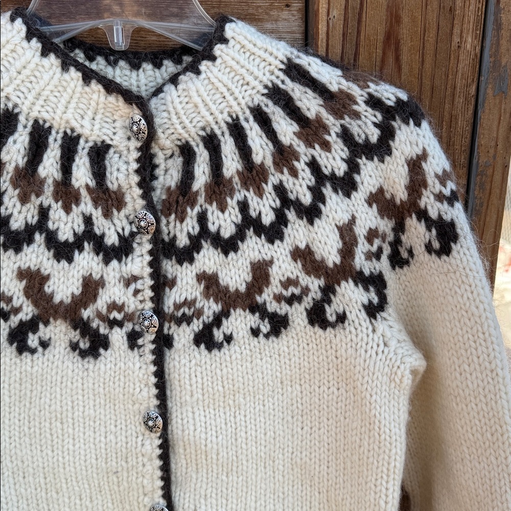 Vintage handmade chunky knit wooly cardigan angora? - Picture 1 of 7